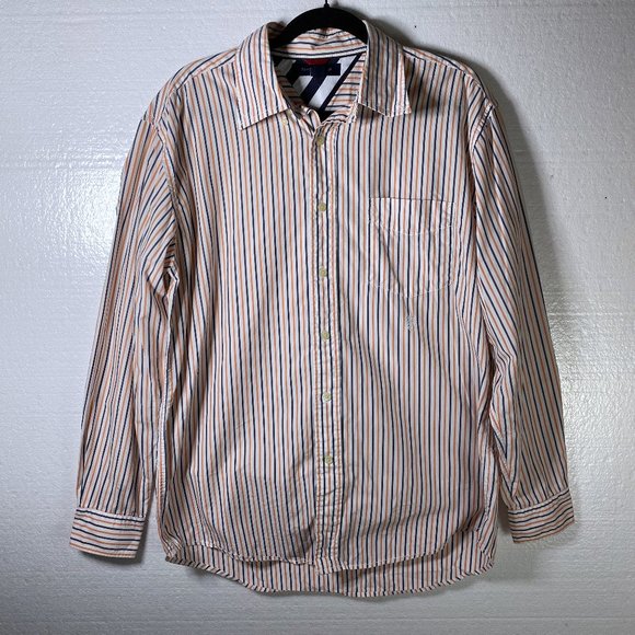 Tommy Hilfiger Sz L Striped Button Up Dress Shirt - Picture 1 of 9